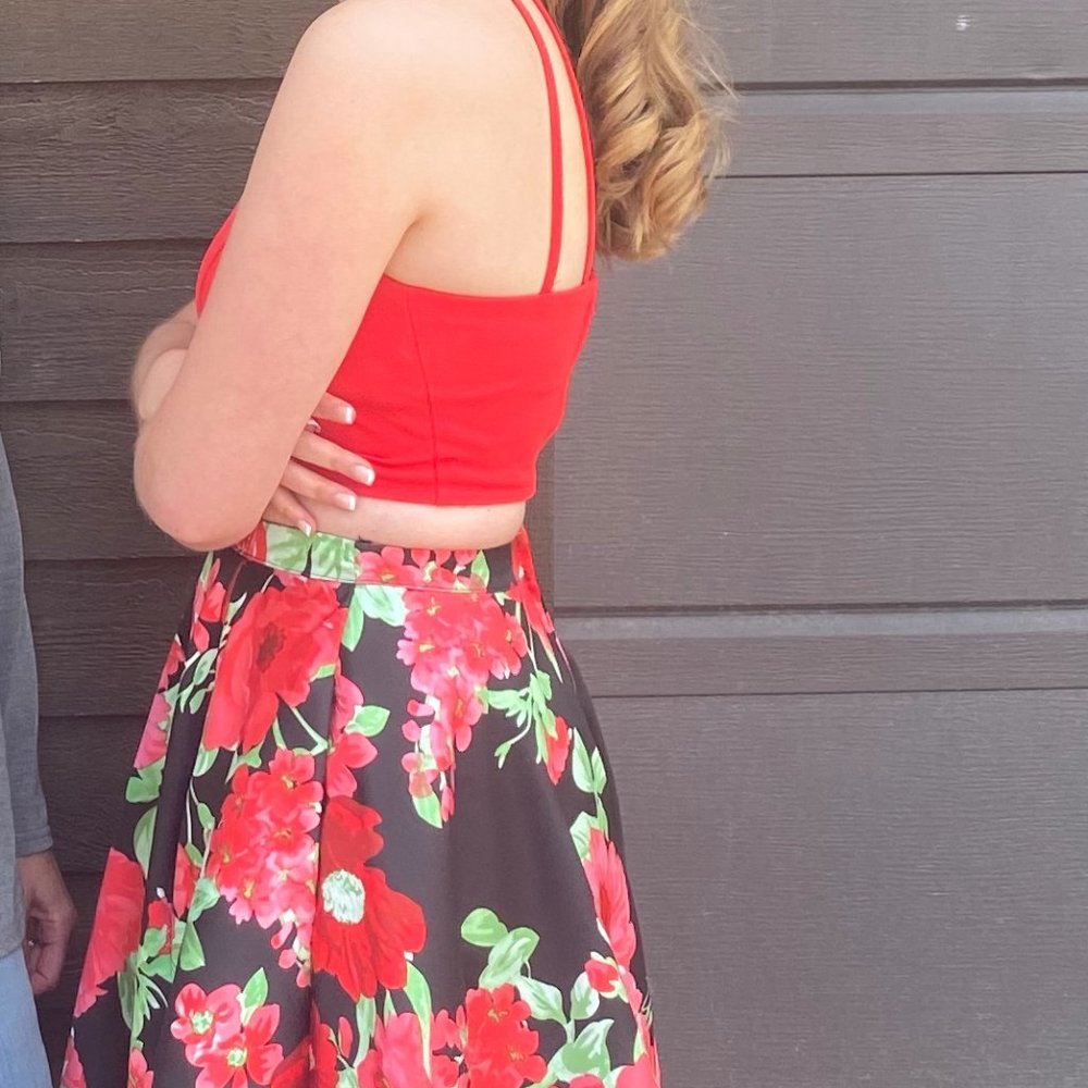 2-piece floor length colorful "prom" dress - Picture 2 of 10